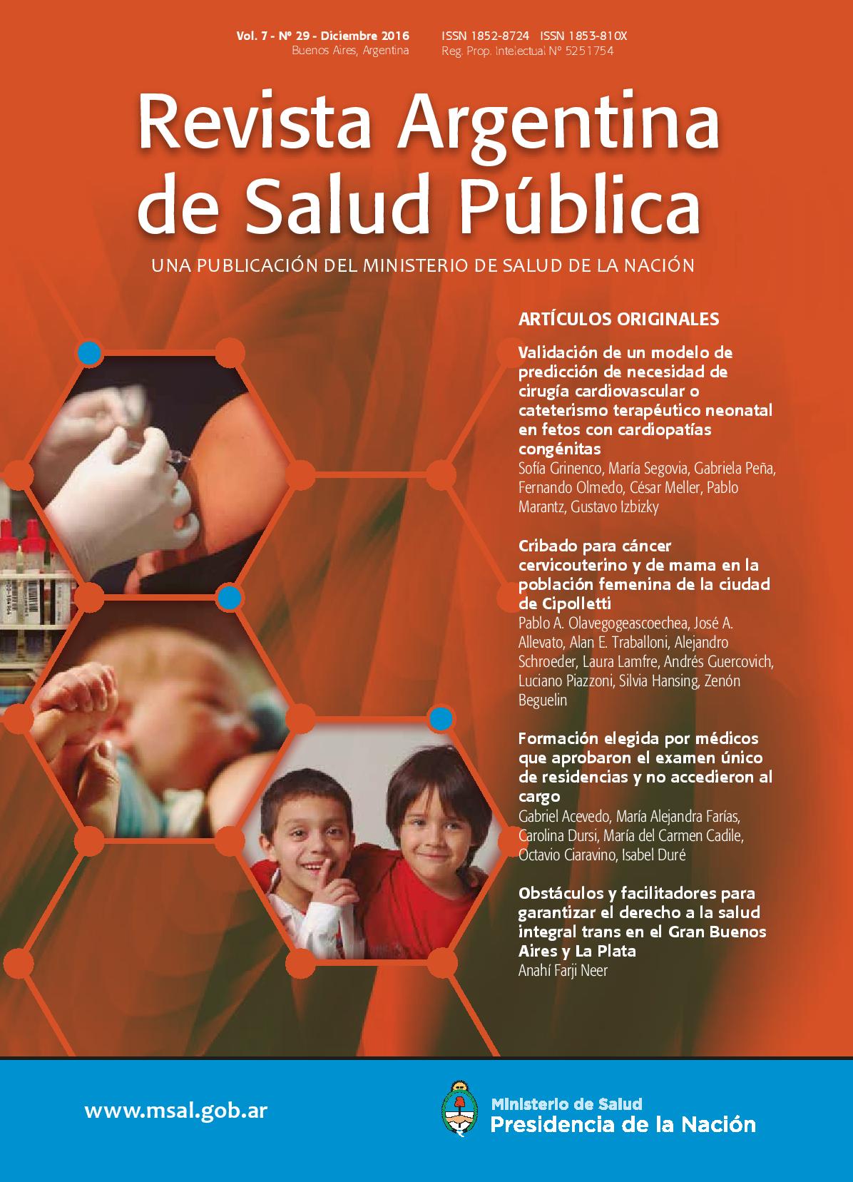 					Ver Vol. 7 Núm. 29 (2016): Revista Argentina de Salud Pública
				