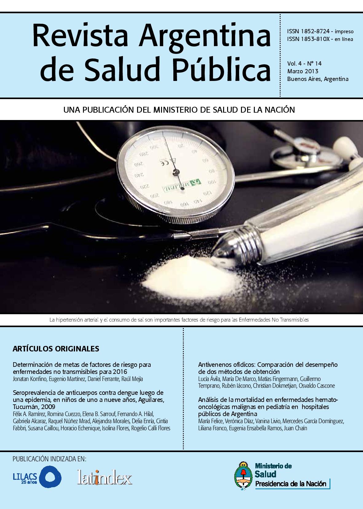 					View Vol. 4 No. 14 (2013): Revista Argentina de Salud Pública
				