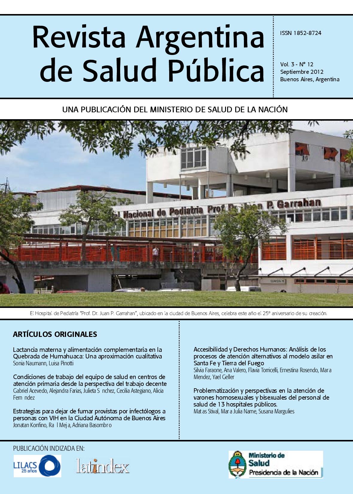 					View Vol. 3 No. 12 (2012): Revista Argentina de Salud Pública
				