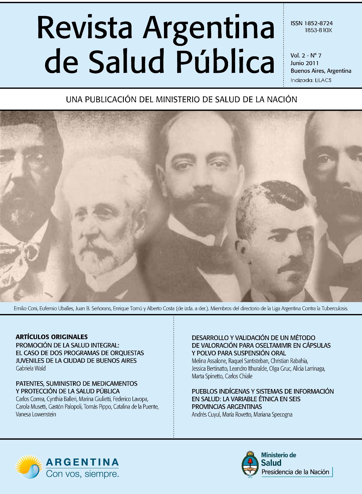 					View Vol. 2 No. 7 (2011): Revista Argentina de Salud Pública
				